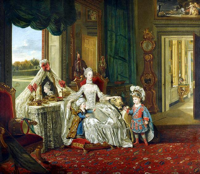 Johann Zoffany Queen Charlotte with her Two Eldest Sons oil painting picture
